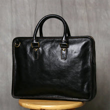 Load image into Gallery viewer, 14 inch laptop briefcase genuine leather zipper