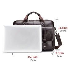 Load image into Gallery viewer, 15 inch genuine leather laptop briefcase men