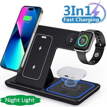 Load image into Gallery viewer, Ultimate 3-in-1 Fast Wireless Charger Stand with Night Light