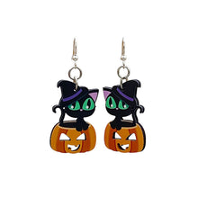 Load image into Gallery viewer, Cute Halloween Cat Earrings #1676