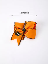 Load image into Gallery viewer, Halloween Spider Hair Bows: Orange Ribbon Design (2PCS)