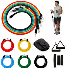 Load image into Gallery viewer, Resistance band set with 5 latex tubes handles ankle straps and travel bag