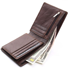 Load image into Gallery viewer, Blue Mount Genuine Leather Men's Wallet – Zipper Coin Purse, Bifold, Retro Style