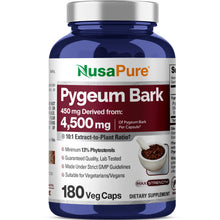 Load image into Gallery viewer, NusaPure Pygeum Bark Extract 450 mg – 180 Vegan Capsules