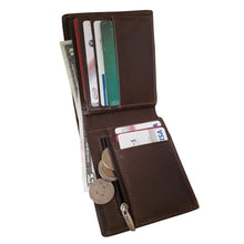 Load image into Gallery viewer, Blue Mount Genuine Leather Men's Wallet – Zipper Coin Purse, Bifold, Retro Style