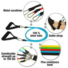 Load image into Gallery viewer, Portable resistance band set with travel bag for home gym and outdoor workouts