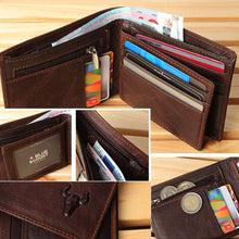 Load image into Gallery viewer, Blue Mount Genuine Leather Men's Wallet – Zipper Coin Purse, Bifold, Retro Style