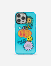 Load image into Gallery viewer, Blue Sticker Collage iPhone Case with Raised Bezel