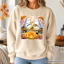 Load image into Gallery viewer, Cozy Campfire Ghosts Sweatshirt, Fall Halloween Pumpkin Sweater