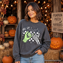 Load image into Gallery viewer, Monster Skeleton Pinky Promise Sweatshirt, Funny Spooky Halloween Sweater