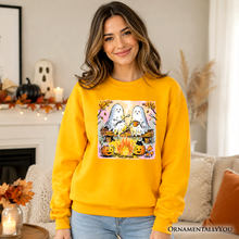 Load image into Gallery viewer, Cozy Campfire Ghosts Sweatshirt, Fall Halloween Pumpkin Sweater