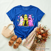Load image into Gallery viewer, Kids Colorful Ghosts and Black Cats T-Shirt, Neon Halloween Spooky Season Youth Tee