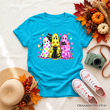Load image into Gallery viewer, Kids Colorful Ghosts and Black Cats T-Shirt, Neon Halloween Spooky Season Youth Tee