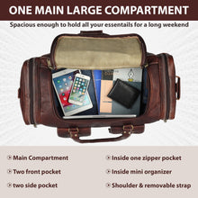 Load image into Gallery viewer, Handmade Vintage Dark Brown Goat Leather Travel Duffle Bag Carry On Luggage 24 Inch