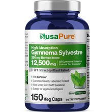 Load image into Gallery viewer, NusaPure Gymnema Sylvestre Extract 250mg – 150 Vegan Capsules