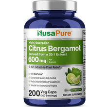 Load image into Gallery viewer, NusaPure Citrus Bergamot Extract – 200 Vegan Capsules