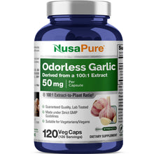 Load image into Gallery viewer, NusaPure Odorless Garlic Extract 50mg – 120 Vegan Capsules