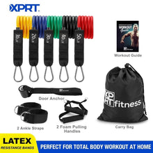 Load image into Gallery viewer, Natural latex resistance tubes 10 20 30 40 50 LBS workout bands set