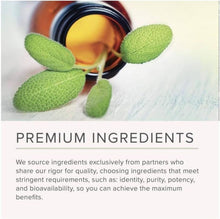 Load image into Gallery viewer, NusaPure premium ingredients graphic showing green leaves beside an amber bottle