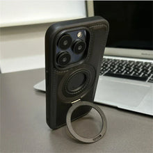 Load image into Gallery viewer, Brown Leather MagSafe-Compatible iPhone Case with Ring Stand
