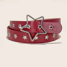Load image into Gallery viewer, Women's Punk Star Buckle Belt – Multi-Hole PU Jeans Belt with Star-Eye Design