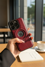 Load image into Gallery viewer, Brown Leather MagSafe-Compatible iPhone Case with Ring Stand