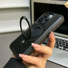 Load image into Gallery viewer, Brown Leather MagSafe-Compatible iPhone Case with Ring Stand