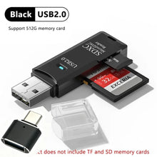 Load image into Gallery viewer, 2-in-1 SD & TF Memory Card Reader – USB 2.0, USB 3.0 & Type-C Options
