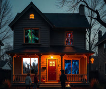 Load image into Gallery viewer, HoliScapes® USB Projector Kit - Spooky Halloween + Projector + 48" x 72" Projection Screen
