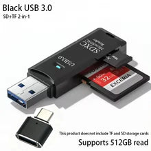 Load image into Gallery viewer, 2-in-1 SD & TF Memory Card Reader – USB 2.0, USB 3.0 & Type-C Options