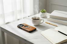 Load image into Gallery viewer, Brown Leather MagSafe-Compatible iPhone Case with Ring Stand