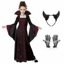 Load image into Gallery viewer, Girls Vampire Costume Gothic Tutu Dress – Halloween Fantasy Outfit