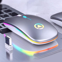 Load image into Gallery viewer, Silver rechargeable mouse