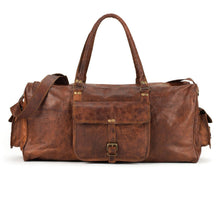 Load image into Gallery viewer, The Portland Duffle Full Grain Goat Leather Travel Bag 24 28 Inch Carry On Brown