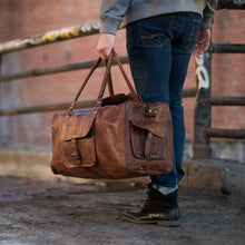 Load image into Gallery viewer, The Portland Full Grain Goat Leather Weekender Duffle Bag 24 28 Inch Buy Now