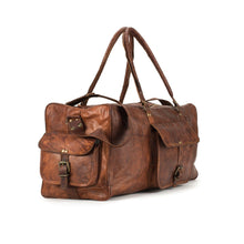 Load image into Gallery viewer, The Portland Handmade Goat Leather Travel Duffle Bag 24 28 Inch Overnight Bag