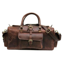 Load image into Gallery viewer, The Richardson Duffle Handcrafted Buffalo Leather Travel Bag Brown Weekender Carry On