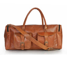 Load image into Gallery viewer, The Snyder Duffle Full Grain Goat Leather Travel Bag 28 30 32 Inch Carry On Brown