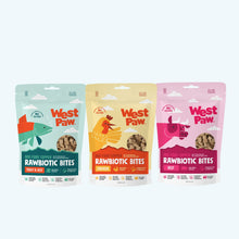 Load image into Gallery viewer, Three packages of West Paw Rawbiotic Bites on a white background