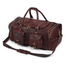 Load image into Gallery viewer, Vintage Dark Brown Full Grain Goat Leather Travel Duffle Bag 24 Inch Carry On