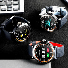 Load image into Gallery viewer, black with brown strap smart watch anodized aluminum stainless steel shop