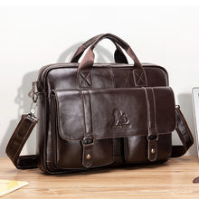 Load image into Gallery viewer, buy genuine leather briefcase double front pocket