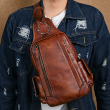 Load image into Gallery viewer, buy vintage mens genuine leather chest bag