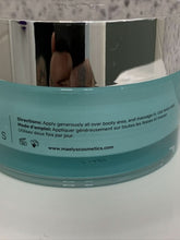 Load image into Gallery viewer, Cosmetic container with blue lid and white body, showing text and branding.