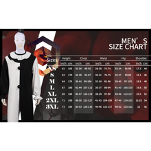 Load image into Gallery viewer, Men's size chart overlayed on a mannequin with clothing