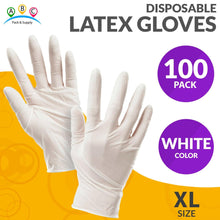 Load image into Gallery viewer, White Disposable Latex Gloves, XL, 100-Pack | Non-Medical