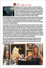 Load image into Gallery viewer, Promotional image of Laura Seeley with artwork and text about her art and career.