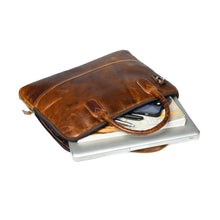 Load image into Gallery viewer, genuine buffalo leather laptop bag with padded sleeve