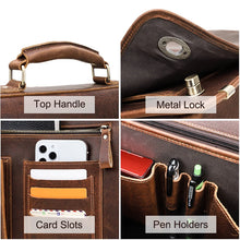 Load image into Gallery viewer, genuine leather hasp closure briefcase men buy