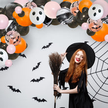 Load image into Gallery viewer, Pink & Black Halloween Balloon Garland Kit - Ghost & Bat Prints